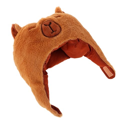 Mikikit Niedlicher Plüsch Kapibara Hut Weiches Auffälliges Party Accessoire Cartoon Kostüm für Fotografie und Aufführungen Einfache Pflege Auffallendes Design für Karneval und Cosplay von Mikikit