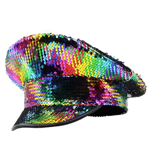 Mikikit Pailletten Party Hut Damen Verstellbar Glänzend für Disco Hen Party Karneval Polyester Kunststoff von Mikikit