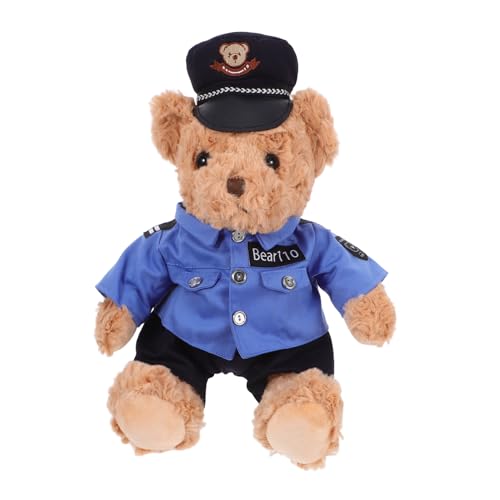 Mikikit Polizeibärenpuppe Stofftierbär Plüschspielzeug für Mädchen Kuscheltier für Freundin Kleinkind ausgestopft Kuscheltiere für Mädchen tragen Neugeborenes simulieren PP Baumwolle von Mikikit