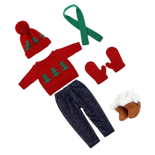Mikikit Puppen Weihnachtskostüm aus Baumwolle Weicher Pullover Schal und Mütze Detailliertes Design Warmes Winteroutfit für Puppen Zubehör und Festliche Anlässe Mikikit Puppen Weihnachtskostüm aus Baumwolle Weicher Pullover Schal und Mütze Detailliertes Design Warmes Winteroutfit für Puppen Zubehör und Festliche Anlässe von Mikikit