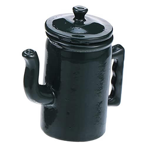 Mikikit Puppenhaus Zubehör Mini Wasserkocher mit Deckel und Griff Grün Detailreiche Küche Dekoration für Puppenhäuser von Mikikit