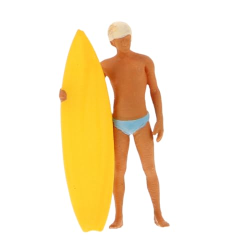 Mikikit Surf Boy Model Mini-Strand Mini-Leute Surferspielzeug Strandspielspielzeug Strand-Miniaturspielzeug Menschen Figuren Surfer-Junge-Figur Miniatur-Stranddekoration Strandfiguren Harz von Mikikit
