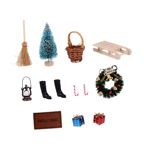 Mikikit Teiliges Miniatur Weihnachtsdekorationsset für Puppenhaus Kreative Miniatur Szene Strapazierfähige Mini Haus Accessoires für Kinderzimmer Dekoration und von Mikikit