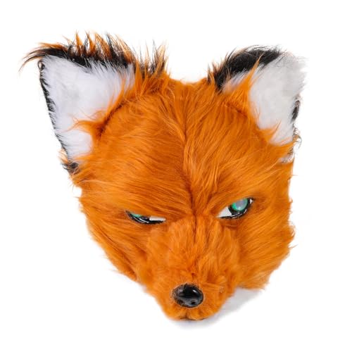 Mikikit Tiermaske mit Mundöffnung für Halloween Realistische Fuchsmaske für Kostümpartys Maskeraden Rollenspiele Lustiges Cosplay Accessoire für Erwachsene von Mikikit