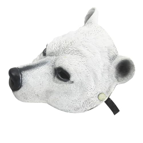 Mikikit Weiße Bärenmaske PU für Halloween Cosplay Atmungsaktive Tiermaske für Partys Komfortabel Langlebig für Karneval von Mikikit