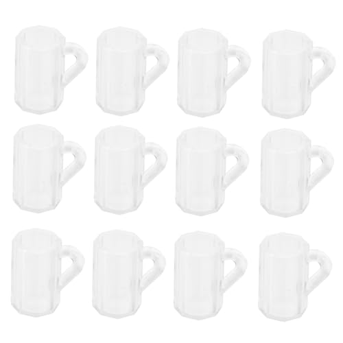 12 Stück Bierkrüge für Puppenhäuser Dekorative Realistische Mini Bierbecher aus Harz für DIY Projekte und Puppenhaus Zubehör von Mikinona