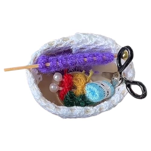 Mikinona 1 Satz Realistisches Nähkorb und Werkzeug Set für Puppenhaus Dekoration und Kreative Szenen mit Strickzubehör für Miniaturwelt von Mikinona