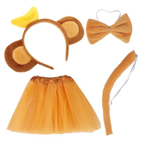 Mikinona 1 Satz Tutu-Rock für Mädchen tierischer Kopfschmuck ohrig Stirnbänder mit Tierohren Party lustig Zubehör Süßes Affenohr-Stirnband Cosplay- Stoff Light Brown Mikinona 1 Satz Tutu-Rock für Mädchen tierischer Kopfschmuck ohrig Stirnbänder mit Tierohren Party lustig Zubehör Süßes Affenohr-Stirnband Cosplay- Stoff Light Brown von Mikinona