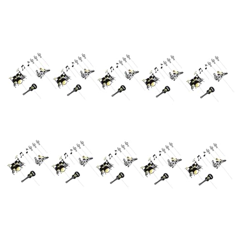 Mikinona 10 Sets Kuchendekoration Mottopartys Dessert Topper Musikkonzert Party Cupcake Topper Geburtstags Gitarren Party Dekorationen Partyzubehör von Mikinona