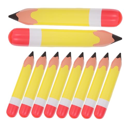 Mikinona 10 Stück Aufblasbare Bleistifte Bunte Deko für Schulfeiern PVC Luftballons für Geburtstagspartys und Klassenraumdekoration Gelb von Mikinona