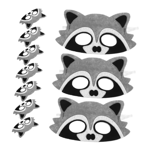 Mikinona 10 Stück Teiliges Filz Tiermasken Kleine Waschbär Masken Atmungsaktive Bunte Zoo und Dschungel Tierkostüme für Kindergeburtstag Theater und Gruppenaktivitäten von Mikinona