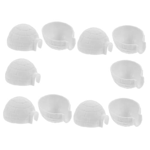 Mikinona 10 Stück Teiliges Mini Igloo Modell aus Kunststoff Realistische Polartier Figuren Niedliche Kleine Dekofiguren für Schreibtisch und Foto Requisiten Zimmerdeko von Mikinona