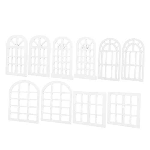 Mikinona 10 Stück Teiliges Miniatur Holzfenster Realistischer Quadratischer Fensterrahmen aus Robustem Holz Mini Möbel für Puppenhaus Dekoration DIY Basteln Zubehör von Mikinona