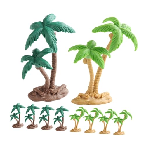 Mikinona 10 Stück Teiliges Miniatur Kokosnussbaum Modellset Künstliche Mini Landschaftsbäume Naturgetreu Gestaltete Dekoration für Modellbau Sandtisch Garten und DIY Zubehör von Mikinona