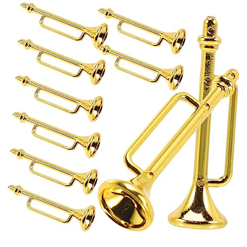 Mikinona 10 Stück Teiliges Miniatur Musikinstrument Miniatur Trompete Modell Puppenhaus Dekoration DIY Micro Landschaft Zubehör Pädagogisches für Kreativität und Fantasie von Mikinona