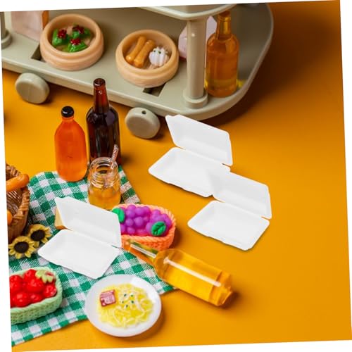 Mikinona 10 Stück Teiliges Miniatur Puppenhaus Lunchbox aus Robustem Kunststoff Quadratische Mini Takeaway Boxen Detailreiche Miniatur Essensboxen für Puppenhaus Dekoration und von Mikinona
