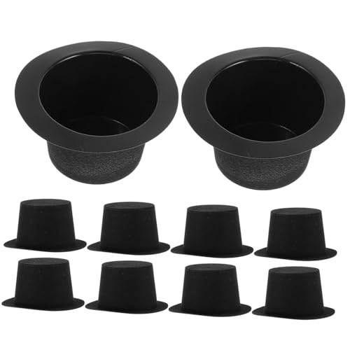 Mikinona 10 Stück Teiliges Miniatur Schwarze Kunststoff Hüte Schneemann DIY Bastelset für Weihnachtsdeko Festliche Mini Hüte für Party und Wohnraumdekoration Charmante Foto Requisiten von Mikinona