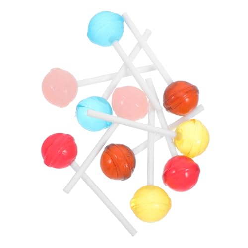 Mikinona 10 Stück Teiliges Puppenhaus Lollipop Modellset Bunte Miniatur Süßigkeiten Realistische Puppenhaus Zubehör Dekorative DIY Lebensmittel Szenen von Mikinona