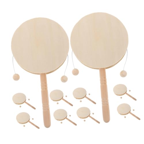 Mikinona 10 Stück Teiliges Unfertige Holz Rasseltrommeln für Percussion Instrumente Leichte DIY Holzspielzeuge zum Bemalen Ergonomisch Sicher für Kreative Handarbeit und Musikalisches Spiel von Mikinona