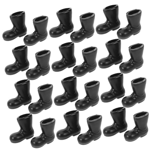Mikinona 100 Stück Mini-weihnachtsstiefel Figur Beschreibung Weihnachtsstiefel Dekor Klein Miniatur Winzige Puppenschuhe Weihnachten Ausfall Mini-Schuhe Hallo Funkeln Thema Schwarz Plastik von Mikinona