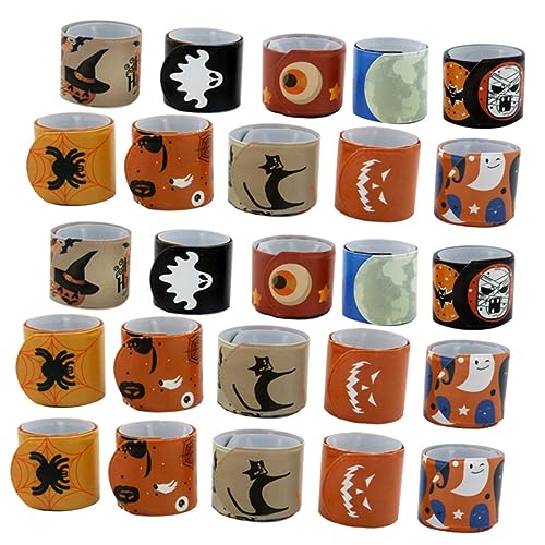 Mikinona 100 Stück Teiliges Halloween Slap Bracelet Bunte Armbänder aus Sicherem Material Einfach Anzulegen Langlebig und Komfortabel Party Deko und Mitgebsel für Karneval und von Mikinona
