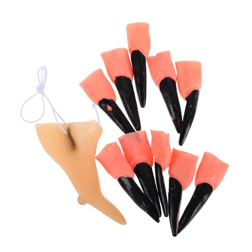 Mikinona 11 Stück Halloween Teiliges Zombie Nägel mit Schwarzen Fake Witch Nails und Abnehmbarer Hexennase Cosplay Zubehör für Fasching Karneval Party Dekoration und Horror Kostüm von Mikinona