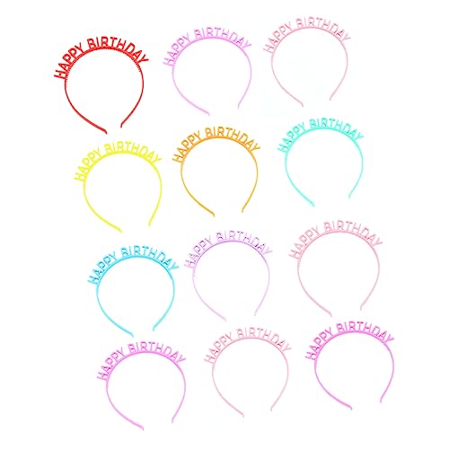 Mikinona 12 Stück Haarreifen mit Buchstaben Bunte Krone für Geburtstagsfeiern Stilvolles Haaraccessoire für Mädchen Festliche Partydekoration von Mikinona