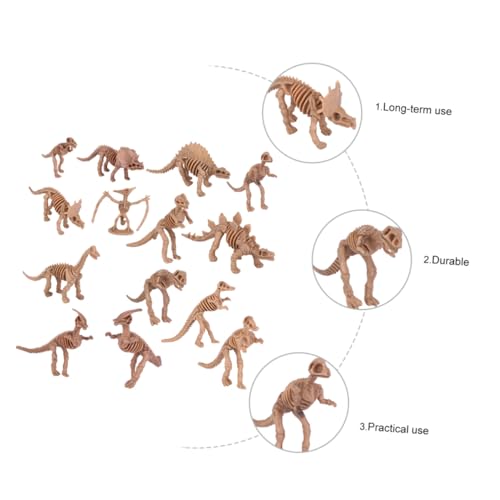 Mikinona 12 Stück Simuliertes Dinosaurierskelett Dinosaurier-Skelett Miniatur tierisches Skelett Simulation Riese Mini-Dinosaurierskelette Halloween deko groß Plastik Hellbraun von Mikinona