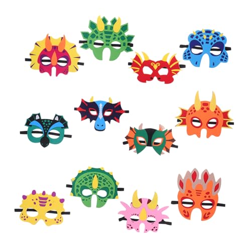 Mikinona 12 Stück Teiliges Dinosaurier-masken Weichem Filz Leichte für Dinosaurier-mottoparty Atmungsaktiv und Bequem für Halloween Geburtstagsfeiern und Rollenspiele von Mikinona