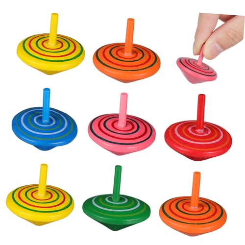 Mikinona 12 Stück Teiliges Holz Gyro Bunte Handkreisel für Fördert Hand-Auge-koordination Schnelles Drehen Pädagogisches Decompressionsspielzeug Zufällige Farben Zufällige von Mikinona