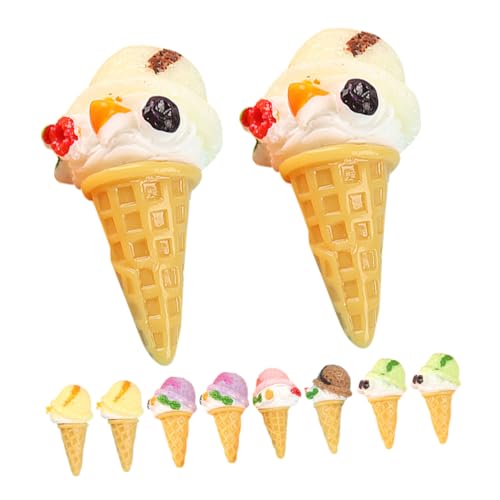 Mikinona 12 Stück Teiliges Mini Eiscreme Modell aus Robustem Resin Realistische Kleine Eistüten Requisiten für DIY Dekoration Puppenhaus Zubehör Dessertshop Display Accessoires von Mikinona