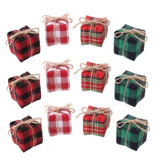 Mikinona 12 Stück Teiliges Mini Geschenkbox aus Baumwolle und Leinen Weihnachtsanhänger im Geschenkbox Design für Puppenhaus Festliche Tisch und Baumdeko Handliche Miniatur Ornamente für Mikinona 12 Stück Teiliges Mini Geschenkbox aus Baumwolle und Leinen Weihnachtsanhänger im Geschenkbox Design für Puppenhaus Festliche Tisch und Baumdeko Handliche Miniatur Ornamente für von Mikinona