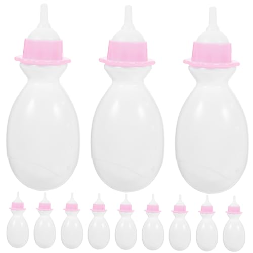 Mikinona 12 Stück Teiliges Miniatur Babynahrung Fläschchen aus Kunststoff Kleine Puppenflaschen für Geeignet als Puppen Zubehör für Rollenspiele und Puppenhäuser von Mikinona