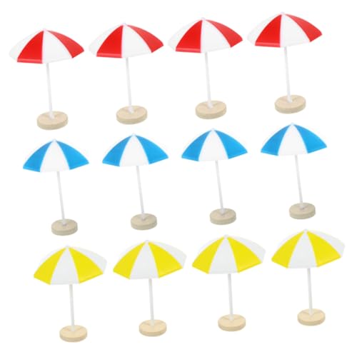 Mikinona 12 Stück Teiliges Miniatur Strand Sonnenschirm Leichte Micro Landschaft Deko Sicherer für Puppenhaus Strand Szene Kindergeburtstag und DIY Bastelprojekte von Mikinona