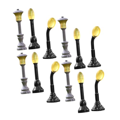 Mikinona 12 Stück Teiliges Miniatur Straßenlampen Leuchtende LED Dekoration für Puppenhäuser Leicht Tragbar Detailreich Gestaltet für Miniaturgärten und Landschaftsbau von Mikinona