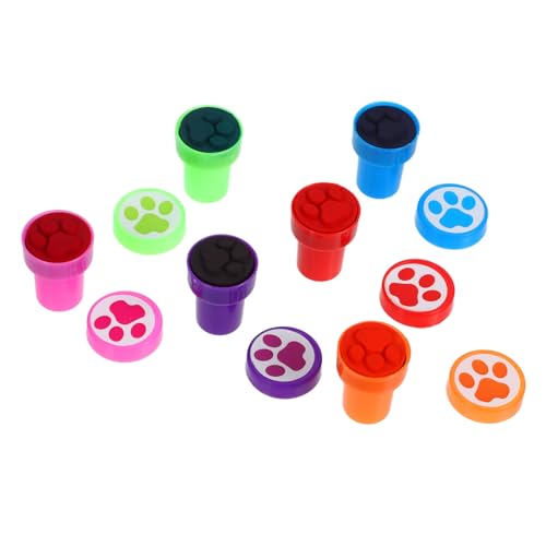Mikinona 12 Stück Teiliges Stempelset mit Niedlichen Pfotenabdrücken Farbenfrohe Scrapbook Stamps für DIY Partygeschenke und Kreative Belohnungen von Mikinona