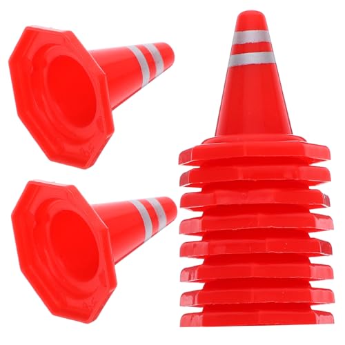 Mikinona 12 Stück Teiliges Verkehrszeichen Spielzeugset aus Robustem Kunststoff Leichte Simulation von Straßensperren und Verkehrskegeln für DIY Sandspieltisch Zubehör zur von Mikinona