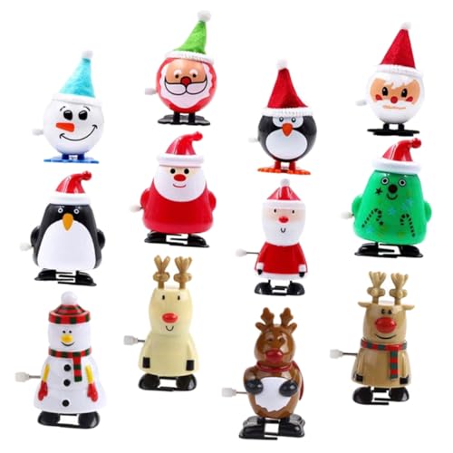 Mikinona 12 Stück Teiliges Weihnachtsmann Wind Up Lustige Mechanische Mini Spielzeuge mit Bunter Oberfläche Sichere Kinderparty Deko Kleine Tisch Deko für Weihnachten und Festlichkeiten von Mikinona