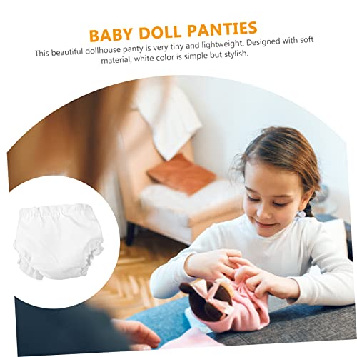 Mikinona 12 Stück Teiliges Weiße Mini Puppenunterwäsche aus Waschbar und Wiederverwendbar Niedliche Babypuppen Höschen Handgefertigte Puppenbekleidung für Rollenspiele und Kindererziehung von Mikinona