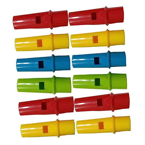 Mikinona 12 Stück Zylindrische Flötenspielzeug Musikalisches Flötenspielzeug für Spielzeugflöte Pfeife Panflöteninstrument Pfeifflöte Kinderflöte Zufällige Farbe von Mikinona