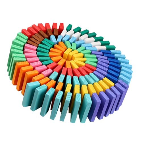 Mikinona 120 Stück Teiliges Holz Bunte Domino Steine Holzspielzeug DIY Lernspiel für Junge Mädchen Frühförderung Puzzle Holzspiele Geschenk von Mikinona