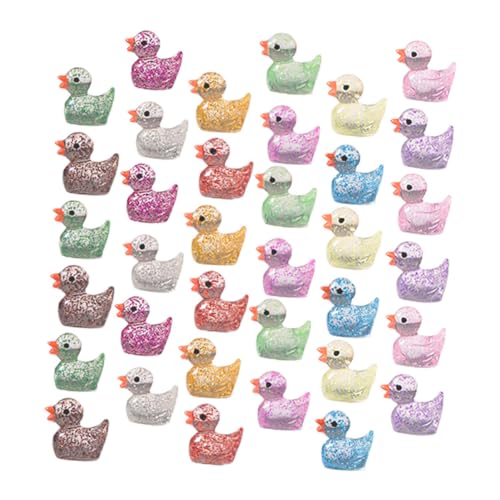 Mikinona 120 Stück Teiliges Mini Resin Enten mit Buntem Glitzer Winzige Dekorationsfiguren für Puppenhaus Aquarium und DIY Gartenprojekte Realistische Miniaturenten für Kreative Bastelideen von Mikinona