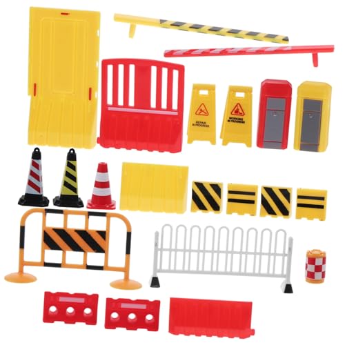 Mikinona 15 Stück Teiliges Mini verkehrsschilder spielset für Pädagogisches Lernspielzeug mit Realistischen Verkehrszeichen und Barrikaden Fördert Motorische Fähigkeiten und von Mikinona