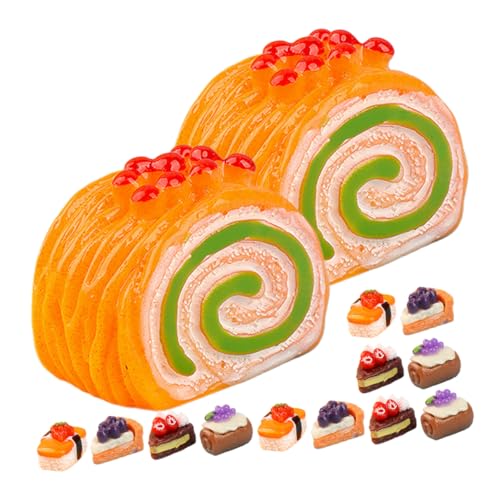 Mikinona 15 Stück Teiliges Miniatur Dessert mit Realistischen Bunten Obstkuchenmodellen Puppenhaus Dekoration Fein Verarbeitet Langlebig für Basteln und Miniaturlandschaften von Mikinona