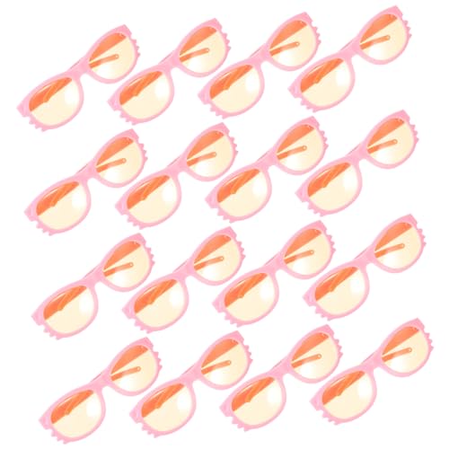 Mikinona 16 Stück Teiliges Mini Plastik Puppen Sonnenbrillen Doll Eyewear Props Bruchsicher für Puppenhaus Dekoration und DIY Bastelzubehör Pinke Farben von Mikinona