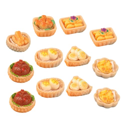 Mikinona 16 Stück Teiliges Miniatur Lebensmittel Spielküche Zubehör Puppenhaus Dekoration Bunte Harzfiguren DIY Essensmodelle für Kreatives Rollenspiel von Mikinona