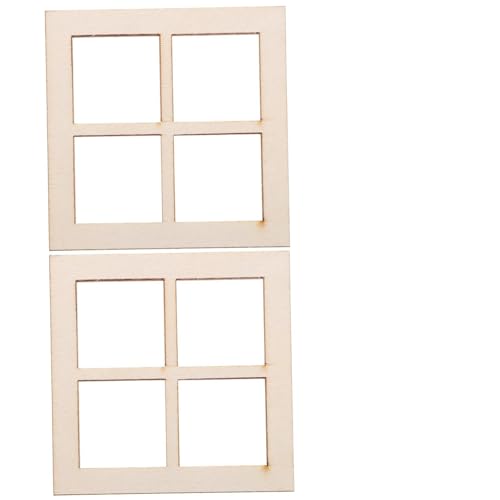 Mikinona 16 Stück Teiliges Puppenhaus aus Holz Sets Miniatur Fensterrahmen für Puppenhaus Langlebig Bruchfest Elegante Oberfläche für Miniaturhaus Landschaftsdekoration von Mikinona
