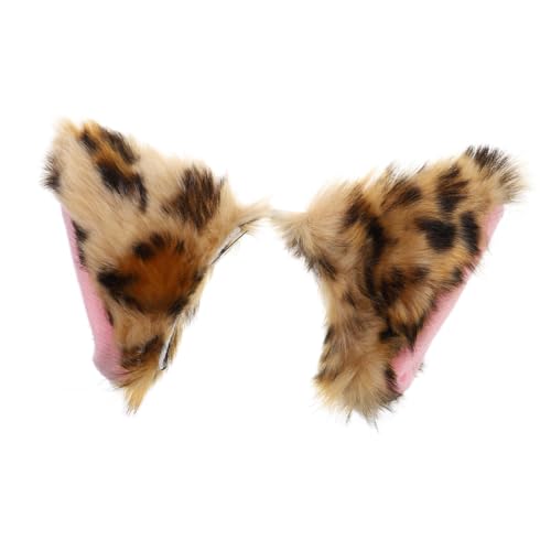 Mikinona 1Paar Katzenohr Haarspange Plüsch Cartoon Haarschmuck für Erwachsene Einfach für Partys und Cosplay Bezaubernder Katzenohren Stil Leopardenmuster von Mikinona