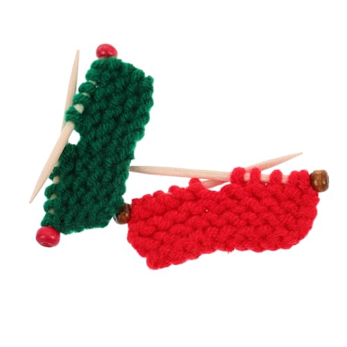 Mikinona 2 STK. Miniatur Gestrickte Wollmützen für Puppenhaus-Dekoration Handgefertigt Kuschelig Warm Vielseitig als Fotorequisite und Wohnaccessoire in Rot und Grün von Mikinona