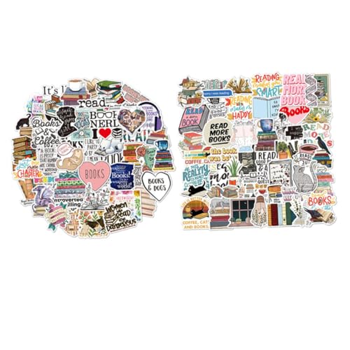 Mikinona 2 Sätze Leseratten Sticker Teilig Selbstklebende Dekorative Aufkleber für Laptop Wasserflasche Koffer Vielseitig Einsetzbar Langlebig Haftend Buntes Cartoon Design DIY Zubehör von Mikinona